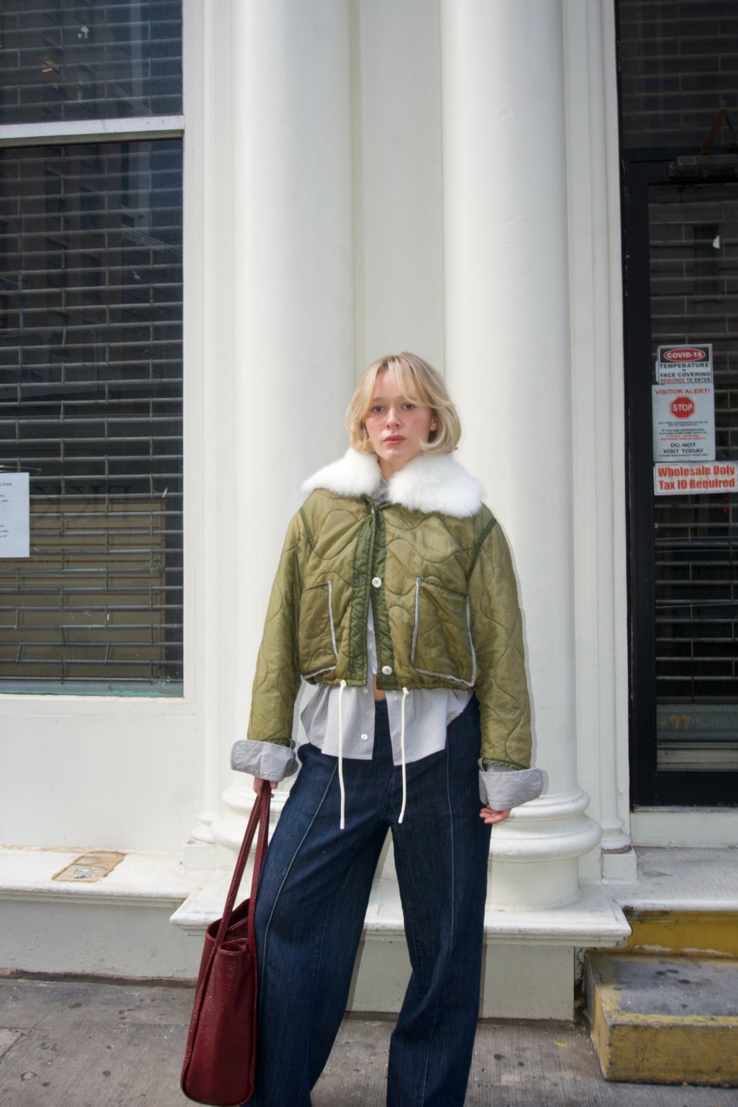 Military Liner (Fur Collar Drawstring)